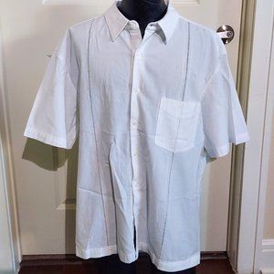 White Linen Button Down Short Sleeve Shirt